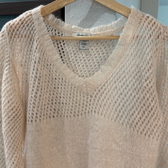 American Rag Wool/Mohair Blend Sweater - Blush/Cream Size L/XL - Picture 4 of 9